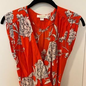 Yumi Kim orange red silk wrap dress size large (fits like medium)